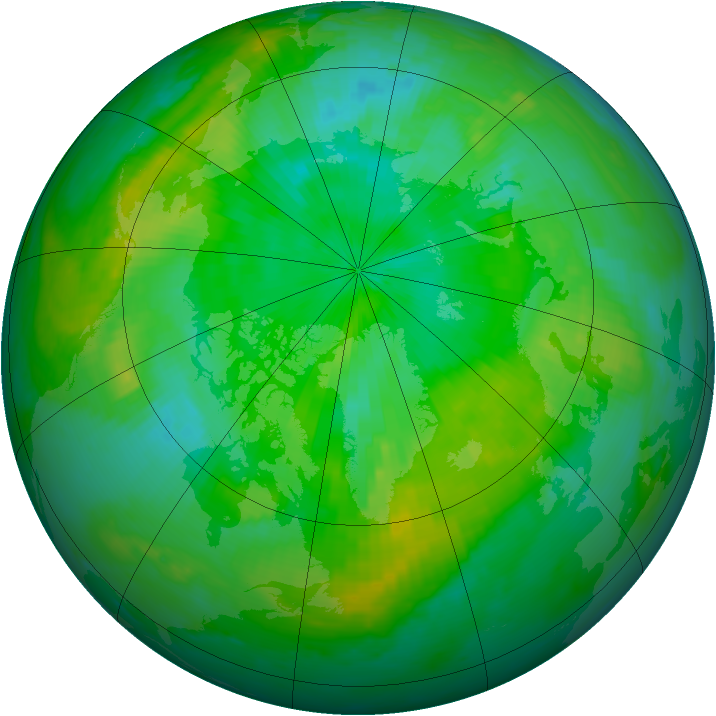 Arctic ozone map for 06 August 1998